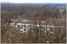 50414 Luchtfoto, genomen vanuit kerktoren R.K.Kerk O.L.V. Visitatie Budel, 10-04-2019