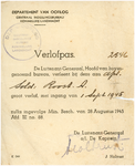 51636 Verlofpas Antoon Roost, Budel, krijgsgevangene in Duitsland tijdens de Tweede Wereldoorlog
