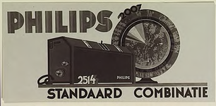 9593 Handel en nijverheid/reclame/Philips Philips standaard combinatie: luidspreker 2007 en ontvanger 2514, z.j.