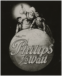 9596 Handel en nijverheid/reclame/Philips reclame Philips 1/2 watt. Wereldbol met kinderen in Hollandse klederdracht; ...