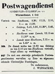 9665 Affiche met de vertrektijden voor de winterdienst van de postwagendienst Eindhoven-Geldrop, ca. 1880