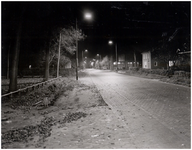 147145 Een beeld van Oude Provincialeweg in Hapert, verlicht door lantaarnpalen, 1957