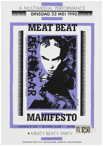 400076 Aankondiging van de Engelse multimedial performance groep Meat Beat Manifesto, 22-5-1990