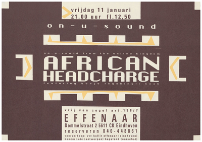 400107 Aankondiging van het Engelse gezelschap African Head Charge featuring bonjo layabingli noah, 11-1-1991