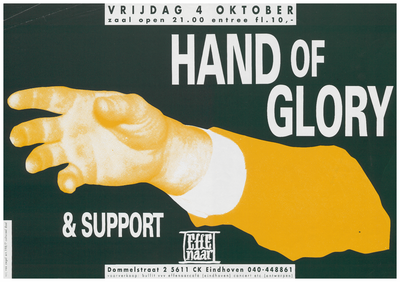 400150 Aankondiging van de Amerikaanse band Hand of Glory, 4-10-1991