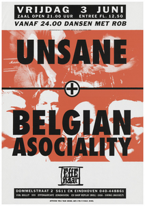400312 Aankondiging van de Amerikaanse band Unsane en de Belgische band Belgian Asociality, 3-6-1994