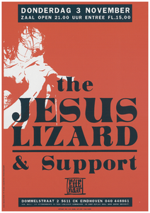 400330 Aankondiging van de Amerikaanse band The Jesus lizard en een onbekende supportband, 3-11-1994