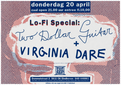 400367 Aankondiging van de Amerikaanse formatie Two dollar guitar en de Amerikaanse band Virginia Dare, 20-4-1995