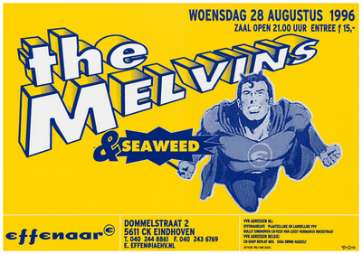 400467 Aankondiging van de Ameriaanse bands the Melvins en als voorprogramma Seaweed, 28-8-1996