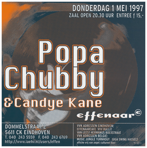 400529 Aankondiging van de Amerikaanse zanger Gitarist Popa Chubby en de Amerikaanse zangeres Candye Kane, 27-5-1997