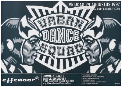 400548 Aankondiging van de Utrechtse band Urban Dance Squad, 29-8-1997