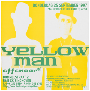 400555 Aankondiging van de Jamicaanse artiest Yellowman, 25-9-1997