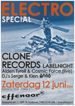 400829 Aankondiging van een Electro special, een labelnight gehost door Clone Records met de Rotterdamse producer Alden ...