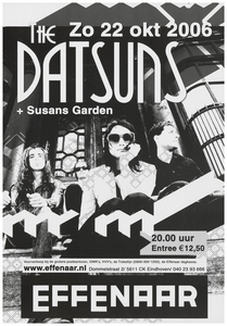 400913 Aankondiging van de band The Datsuns uit Nieuw Zeeland en de uit Schagen afkomstige band Susans Garden, 22-10-2006