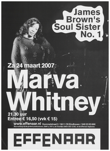 400933 Aankondiging van de Amerikaanse zangeres Marva Withney (James Brown's soul sister no. 1), 24-3-2007