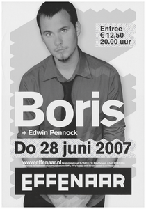 400949 Aankondiging van de Limburgse zanger Boris en in het voorprogramma Edwin Pennock uit Papendrecht, 28-6-2007