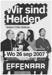 400955 Aankondiging van de Duitse band Wir sind Helden, 26-9-2007