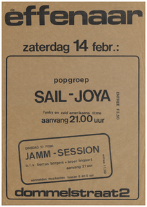 401112 Aankondiging van e Band Sail Joia (14-2) en een Jamm sessie o.l.v. van Bertus Borgers en Broer Bogaart, ...