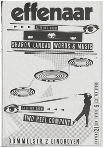 401131 Dubbelaankondiging met 14-10 Sharon Landau ,met een word & music performance en op 28-10 de band Two Reel ...