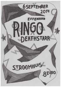 401259 Gruismeel expositieposter ter aankondiging van de Amerikaanse band Ringo Deathstarr, 6-9-2014