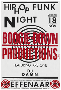 401283 Aankondiging van de Amerikaanse formatie Boogie- Down Productions (feat KRS-One ) Verder werd de avond opgevuld ...
