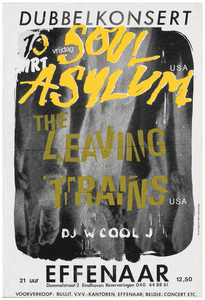 401297 Aankondiging van de Amerikaanse bands Soul Asylum en the leaving trains, 10-3-1989