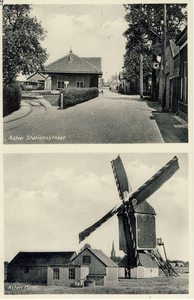 578090 Boven; Tramstation aan de Stationsstraat. Onder; Standaardmolen aan de Molenstraat, 1941