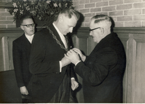 578823 Inhuldiging Burgemeester Rutten met H. vd Heuvel en Has van Bussel, 1969