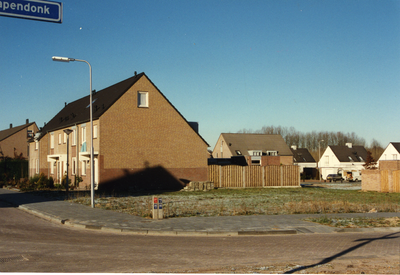 580663 Zicht op de hoek van de Papendonk en de Roeter. Zijaanzicht van woningen aan de Roeter., December 1995