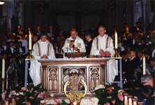 214408 Het 100-jarig jubileum van de harmonie St. Cecilia: Pastor van As, Mgr. Bluijssen en pastor van Ras tijdens de ...