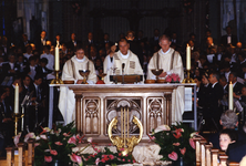 214409 Het 100-jarig jubileum van de harmonie St. Cecilia: Pastor van As, Mgr. Bluijssen en pastor van Ras tijdens de ...