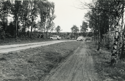 236217 Beuven: zandweg met fietspad naar Lierop, met links het eten door een gemeentearbeider, 30-05-1961