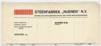 1026-21227 rekening, Steenfabriek Nuenen N.V., fabriek, stenen, Telefoonnr.: 348
