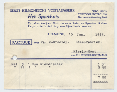 1220-21227 factuur, Th. Stockx-Rooymans Het Sporthuis, zadelmakerij, lederhandel, lederwaren, reisartikelen, ...
