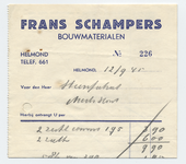 1234-21227 briefhoofd, Frans Schampers, bouwmaterialen, cement, triplex, etc., Telefoonnr.: 661, 12-09-1945