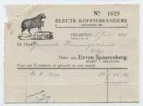 1254-21227 nota, Erven Spoorenberg, groothandel, koffiebranderij, thee, koloniale waren, Telefoonnr.: 19, 07-07-1919