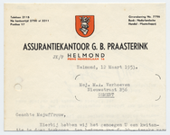1274-21227 briefhoofd, Assurantiekantoor G.B. Praasterink, assurantiekantoor, verzekeringen, Telefoonnr.: 2115 of 2750 ...