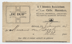 1293-21227 rekening, Helmondsche manufacturenhandel N.V., manufacturenmagazijn ,,De Duif , manufacturen, 02-01-1908