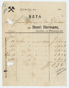 1298-21227 nota, Henri Hermans, steenkolenhandel, steenkool, 00-00-1901