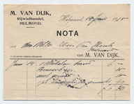 1310-21227 nota, M. van Dijk, rijwielhandel, fietsen, 14-06-1915