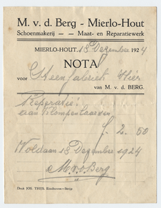 1311-21227 nota, M. v.d. Berg, schoenmaker, schoenen, 18-12-1924