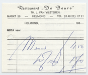 1312-21227 nota, De Beurs, restaurant, horeca, Telefoonnr.: 2721