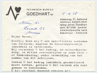 1317-21227 briefhoofd, Technisch bureau Goedhart n.v., technisch bureau, leverancier, reparateur, installateur, ...