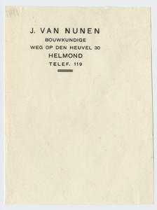 1341-21227 briefhoofd, J. van Nunen, bouwkundige, bouwkundige, Telefoonnr.: 119