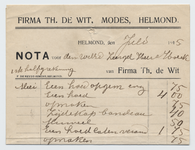 1346-21227 nota, Firma Th. de Wit, modezaak, kleding, 00-07-1915