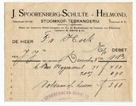 1351-21227 rekening, J. Spoorenberg-Schulte, branderij, koffie, Telefoonnr.: 62, 19-12-1913