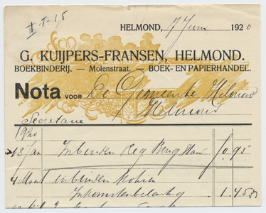 1377-21227 nota, G. Kuijpers-Fransen, boekbinderij, boekhandel, drukwerken, boeken, 07-06-1920