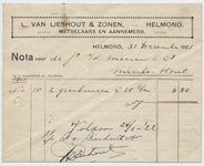 1380-21227 nota, L. van Lieshout & Zonen, metselaars en aannemers, metselaars en aannemers, 31-12-1921