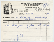1382-21227 nota, St. Lambert, hotel-cafe-restaurant, horeca, Telefoonnr.: 5562, 05-12-1970