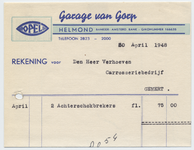 1386-21227 rekening, Garage van Gorp, garage, auto's, reparatie, etc., Telefoonnr.: 2823, 30-04-1948